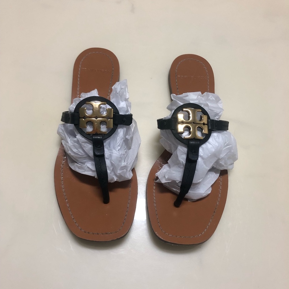 Mini Miller Square Toe Tory Burch Black Sandals